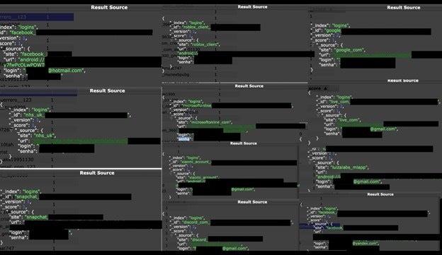 Screenshot of data breach login credentials