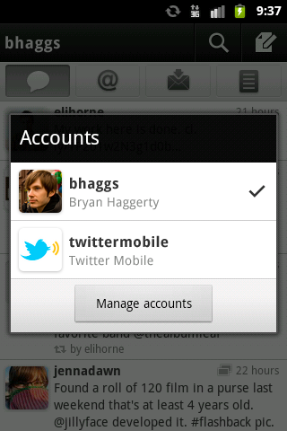Twitter for Android gets push notifications and multiple accounts