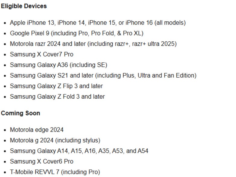 Image credit — T-Mobile - T-Mobile Starlink beta’s list of eligible devices reduced, some phones no longer allowed [UPDATED]