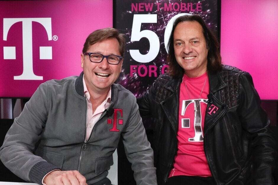Current T-Mobile CEO Mike Sievert with the previous CEO John Legere.