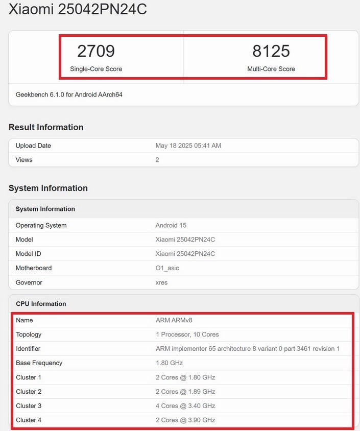 The XRING 01 AP is benchmarked by Geekbench.