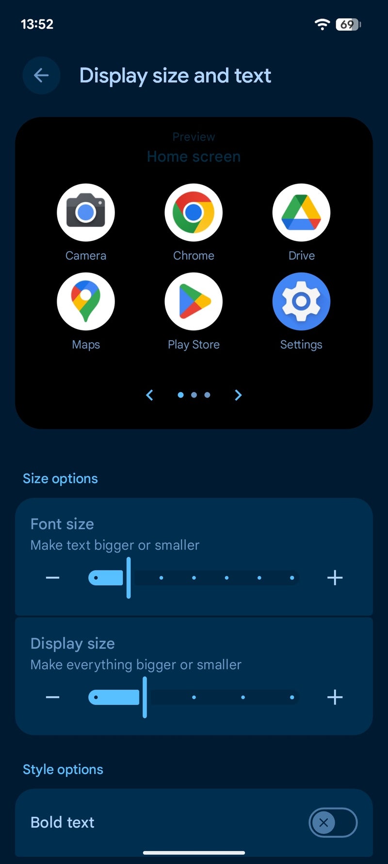 Android 16 sub-menu