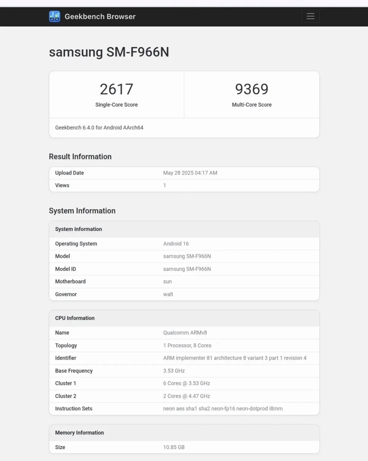These results may not be final. | Image Credit - Android Headlines - New Galaxy Z Fold 7 Geekbench leak all but seals the deal – it&#039;s Elite and overclocked