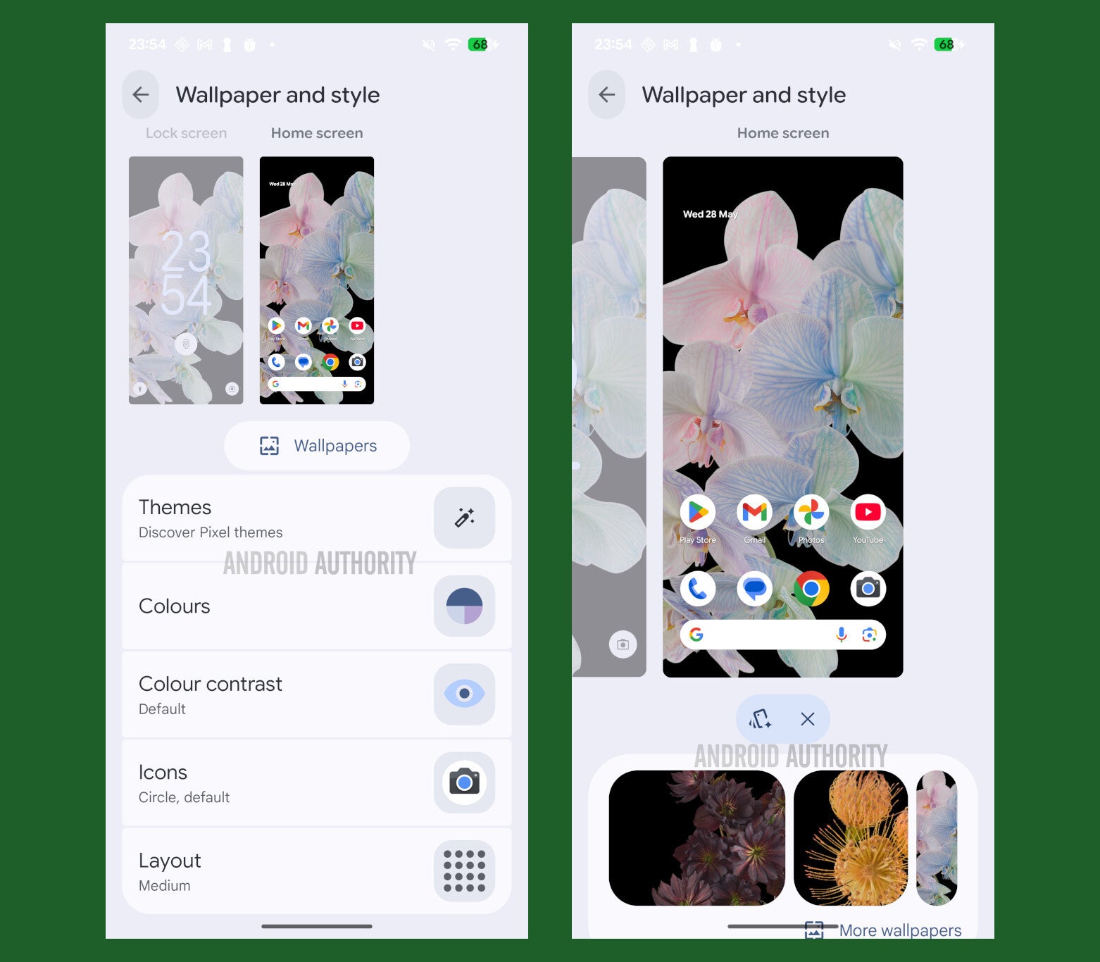 Screenshot of the Pixel themes feature active on Android 16