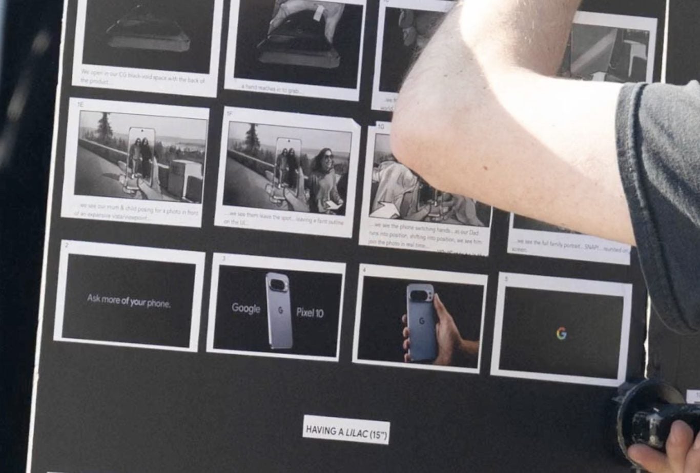 Another photo of the storyboard used for the Pixel 10 Pro ad. | Image credit-MarksGonePublic - Pixel 10 Pro images leak