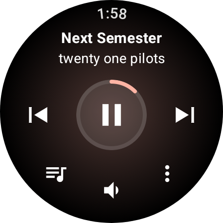 Wear OS 5.1 always on display with media controls
