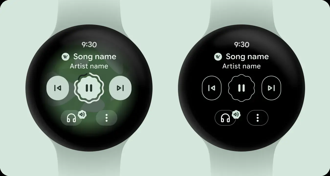 Wear OS 6 always on display with media controls
