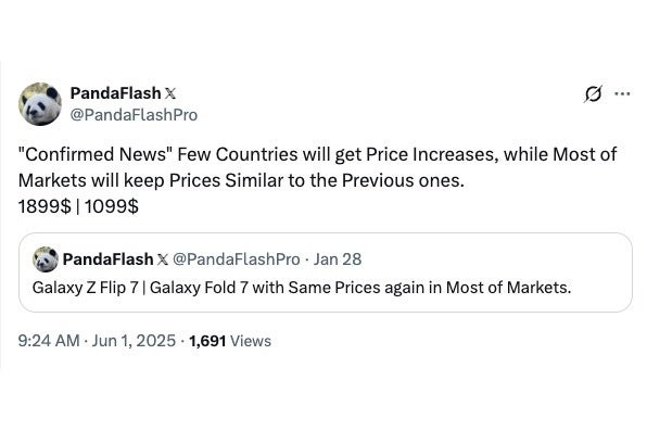 Screenshot of X post by leaker PandaFlash