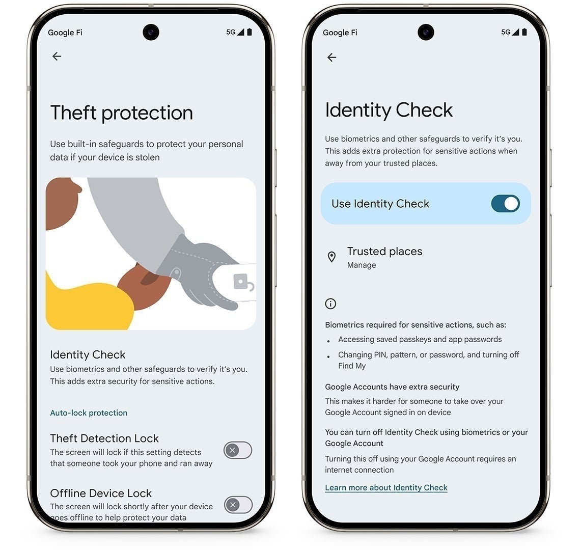 Theft Protections settings menu on Pixel phones. | Image credit – Google - Samsung just sent 40 million Galaxy users an urgent security message