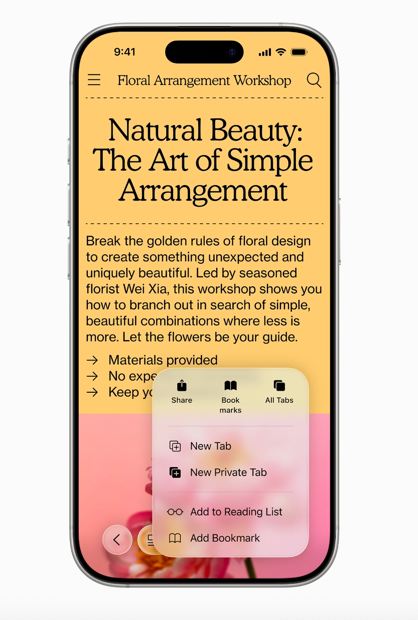 Safari now scrolls edge to edge, showing more of the page while keeping key actions within reach. | Image credit – Apple - iOS 26: a closer look at the fresh redesign