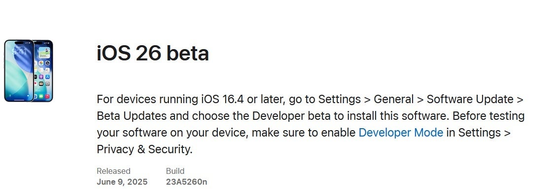 Information on installing the iOS 26 Developer Beta. | Image credit-Apple - Do you feel lucky? You can roll the dice and load iOS 26 Developer Beta on iPhone now