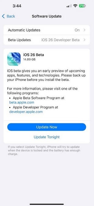 The iOS 26 Developer Beta has arrived. | Image credit-PhoneArena - Do you feel lucky? You can roll the dice and load iOS 26 Developer Beta on iPhone now