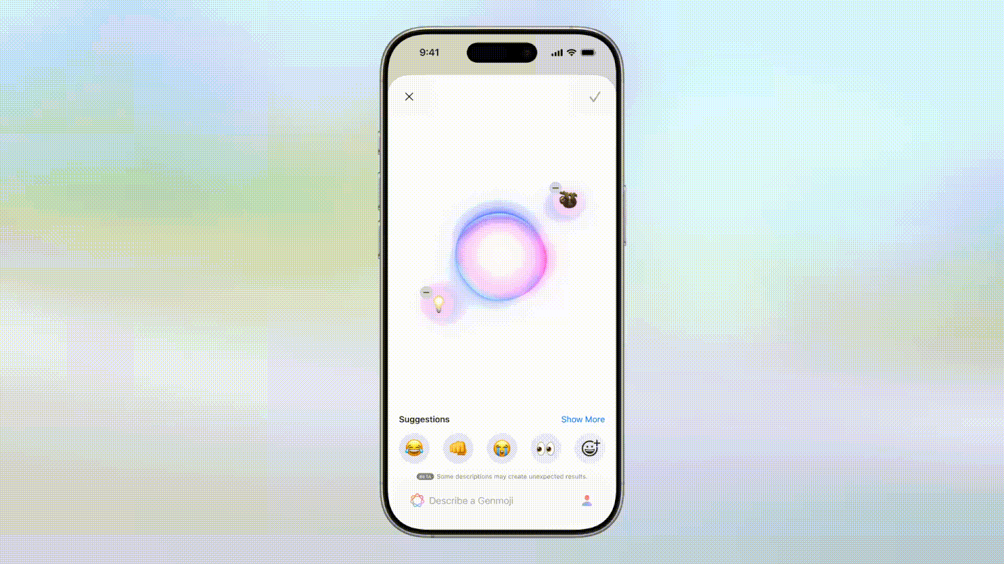 Apple Genmoji के साथ खुद को व्यक्त करने के लिए नए तरीके देता है। | छवि क्रेडिट - Apple - Apple का AI शांत हो जाता है लेकिन WWDC 2025 में होशियार हो जाता है