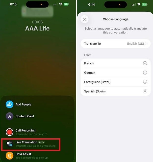 Apple's new Live Translation feature is similar to Samsung's Live Translate. | Image credit-PhoneArena - WWDC shows that the myth about Apple and Android features is true