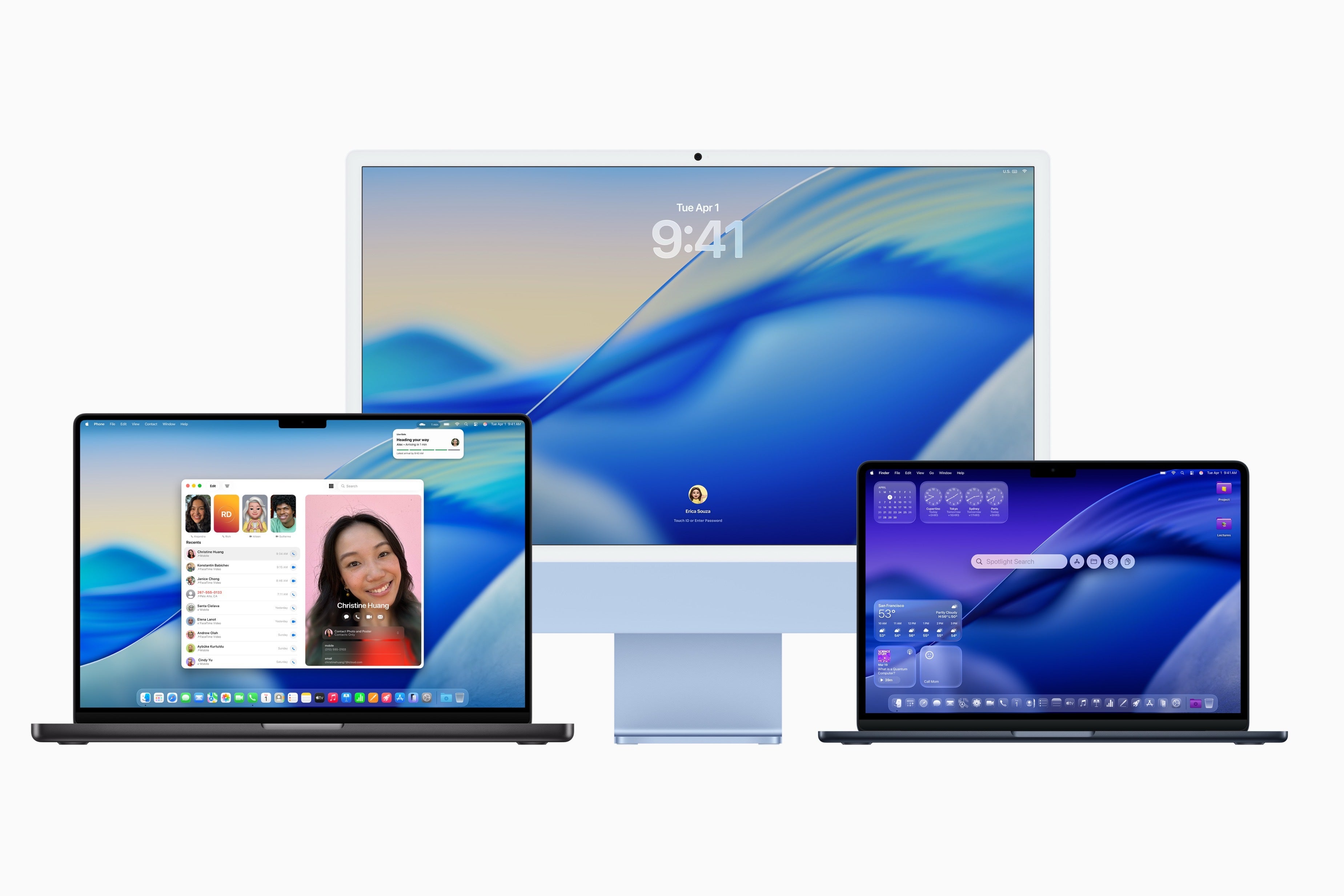 Image of several Apple products all running the latest OS with Liquid Glass