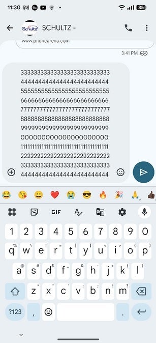 The newly enlarged text field for Google Messages.