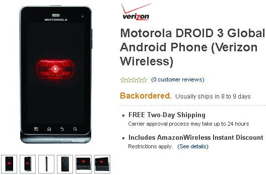 Motorola DROID 3 receives its initial price drop to $149.99 on-contract through Amazon
