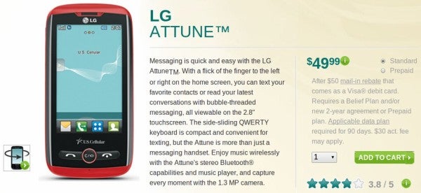 LG Cosmos Touch is rebranded to the LG Attune for US Cellular - available now for $50