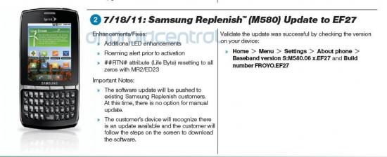 EF27 software update brings along some enhancements to the Samsung Replenish