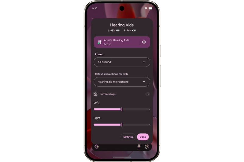 Screenshot of native mic control on Android 16