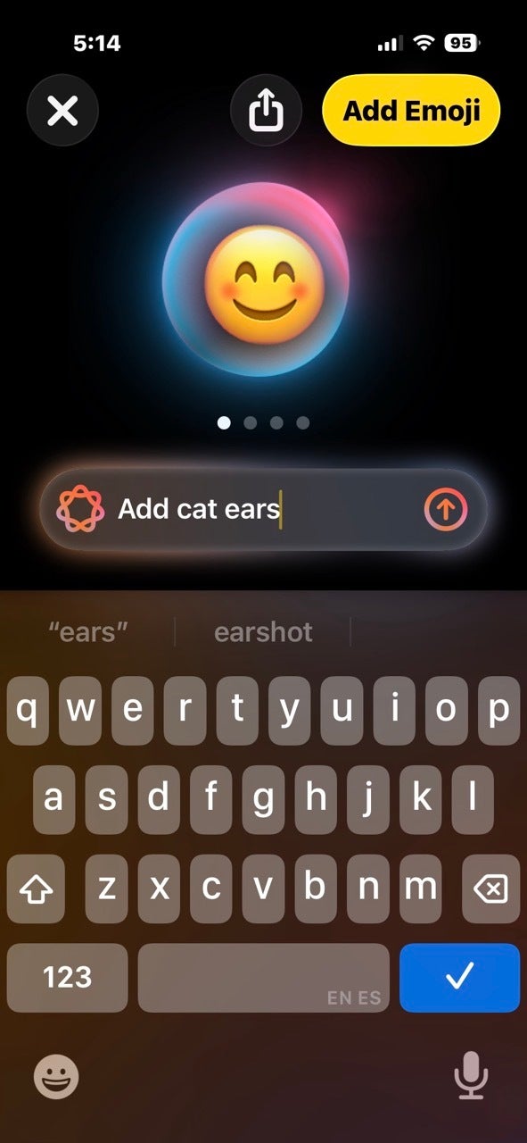 Screenshot from Apple's Image Playground Genmoji generation
