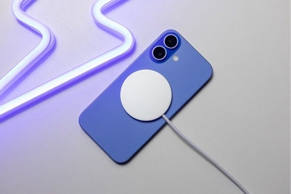 Image of an iPhone with a magsafe charger