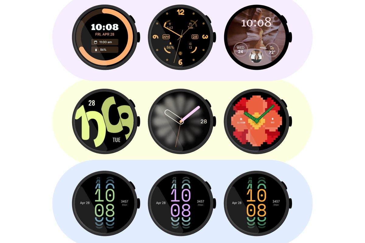 Examples of wear os watch faces using the Watch Face Format (WFF)