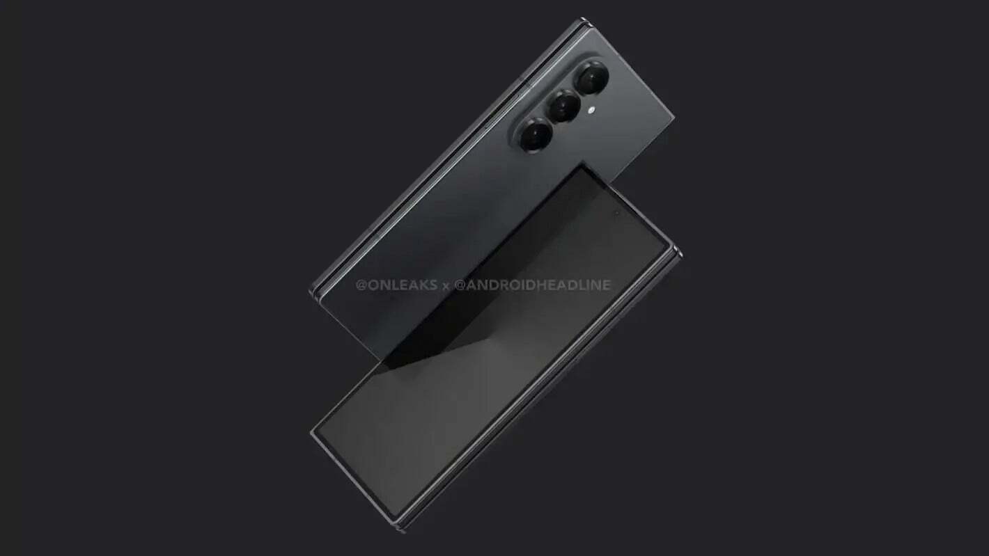 Leaked Galaxy Z Fold 7 render. | Image Credit - OnLeaks and Android Headlines - Samsung's Galaxy Z Fold 7 Unpacked plans might be hiding in plain sight