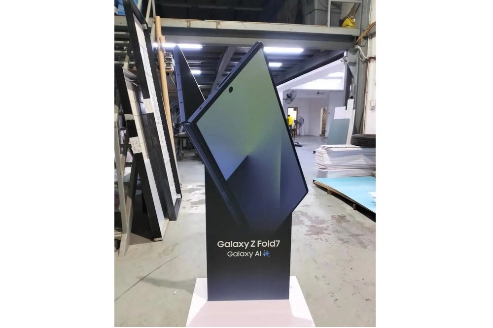 Photo of a promotional stand of the Galaxy Z Fold 7