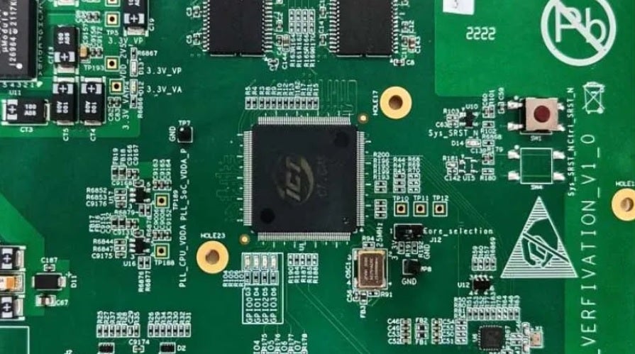 Circuit board includes an AI-designed processor.