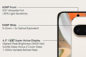 Screenshot of camera specs on the Google Pixel 9 Pro