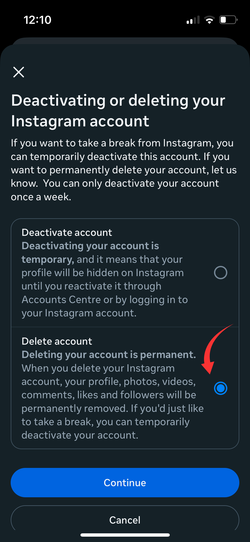 How to delete your Instagram account