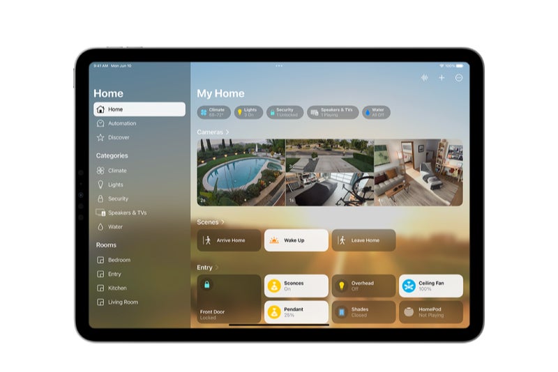 Image of an Apple iPad running the Home app