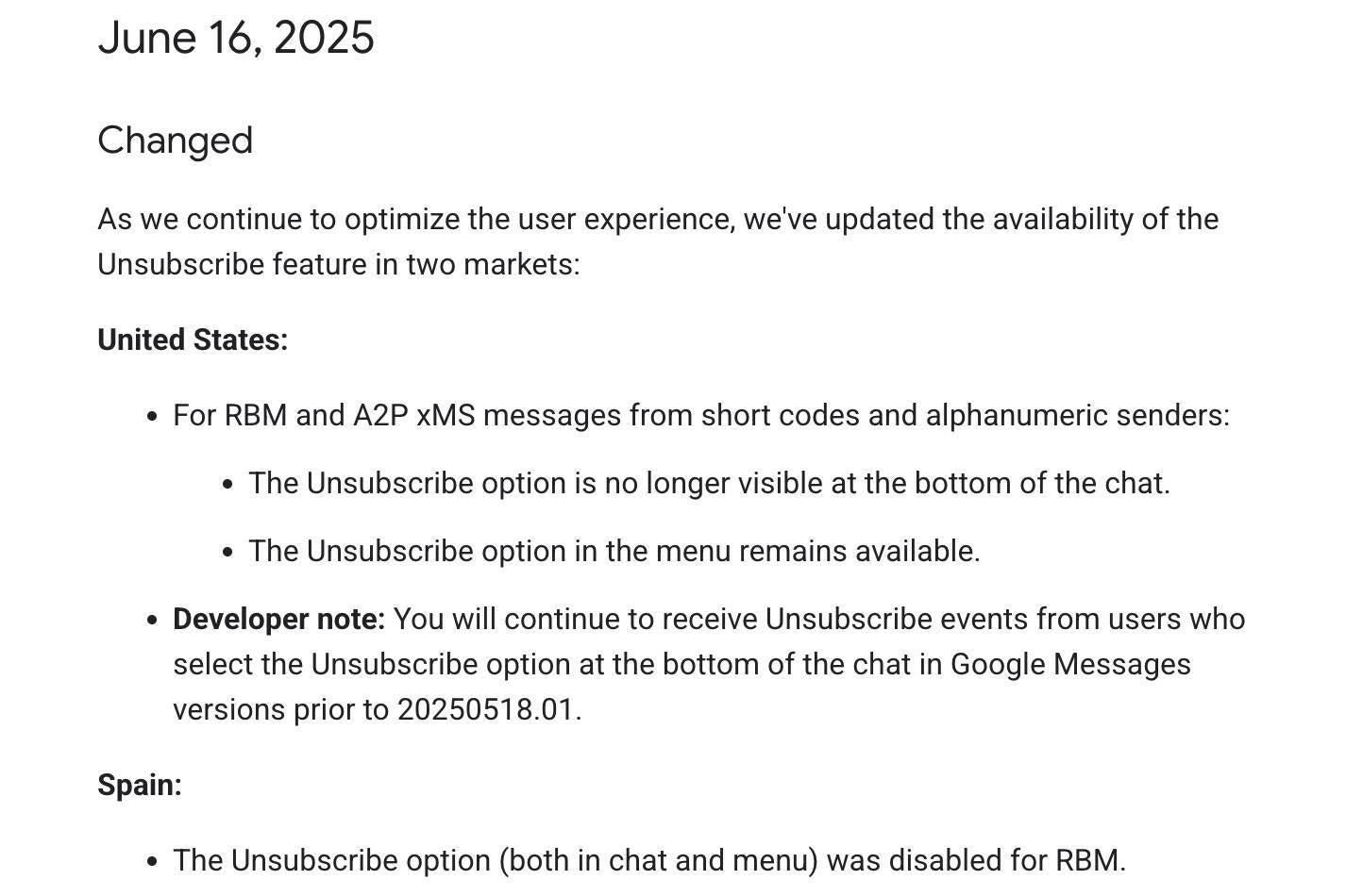 Google Messages unsubscribe