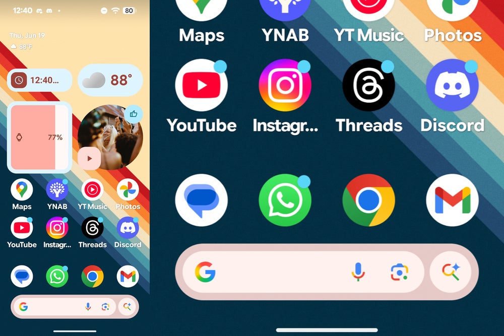 Screenshot of new Pixel Launcher search bar with Gemini