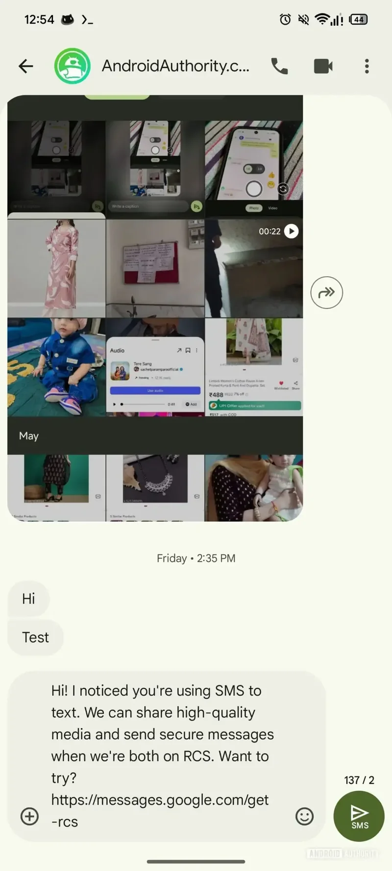 Screenshot of Google Messages get RCS notification
