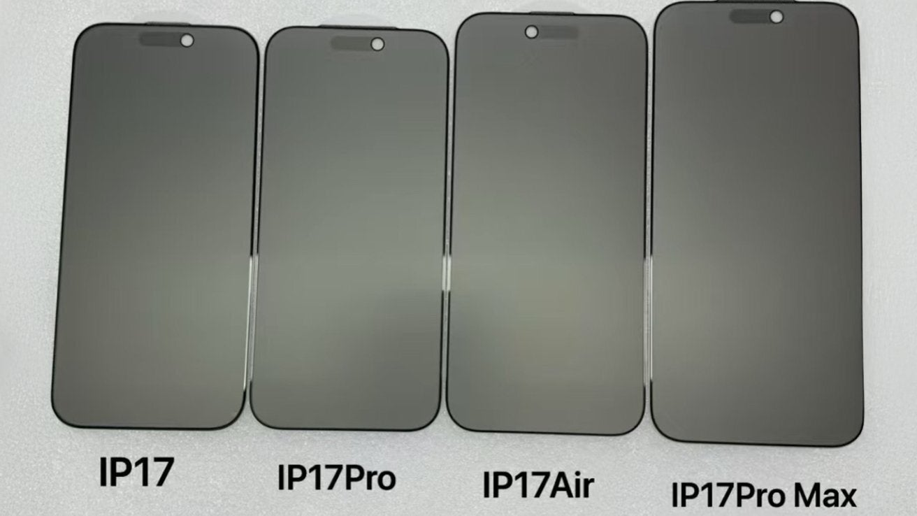 Alleged screen protectors for the iPhone 17 series. | Image Credit - Majin Bu - Leaked image hints at an odd twist for iPhone 17 Air