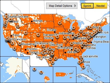 Sprint's current 4G WiMAX markets are marked with dots on the map - Sprint's Dan Hesse teases "great story around 4G" this fall