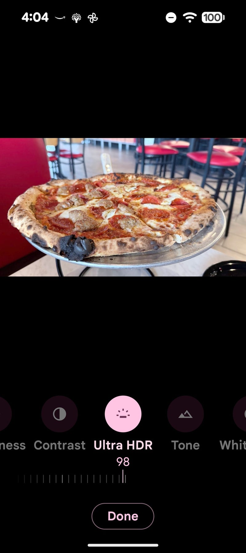 Screenshot of the HDR and tone edit tools in Google Photos