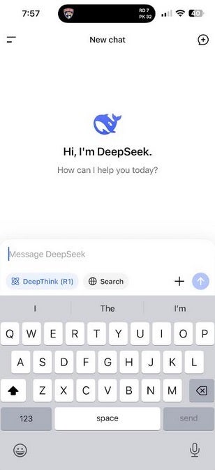 Screenshot of the DeepSeek iOS app.