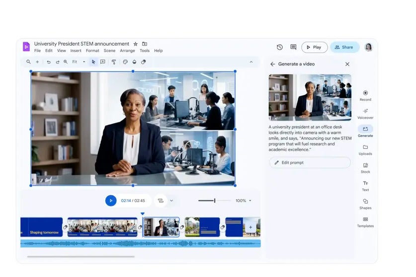 Screenshot of Veo 3 working in Google Vids