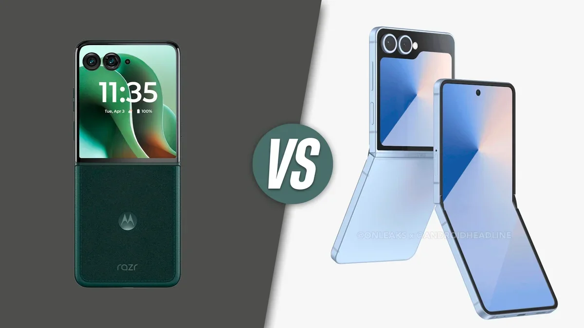 Motorola Razr Plus (2025) vs Galaxy Z Flip 6. | Image by PhoneArena - Galaxy Z Flip 7 FE makes a final unofficial appearance and punches above the Razr Plus 2025