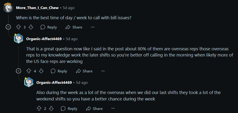 Image source – Reddit - Ex-Verizon rep spills the best time to call your carrier and get results