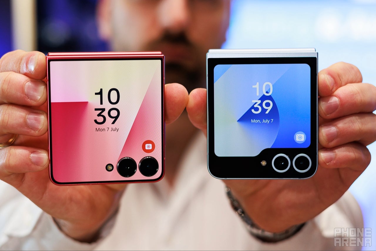 The new Flip 7 next to Flip 7 FE. | Image credit – PhoneArena - Samsung just launched the brand new Galaxy Z Flip 7 FE