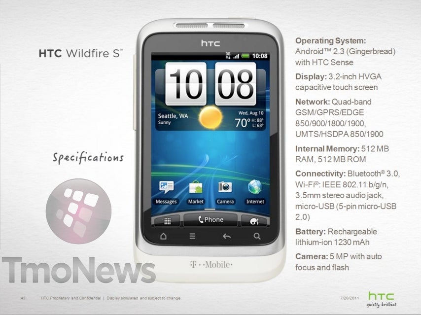 This leaked specs sheet gives us details on the HTC Wildfire S for T-Mobile - HTC Wildfire S to hit T-Mobile rockin&#039; Gingerbread