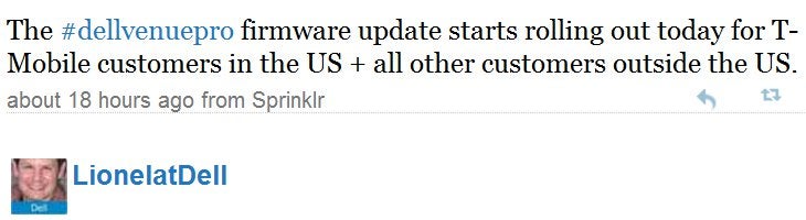 New firmware update for the Dell Venue Pro begins to roll out packing along bug fixes