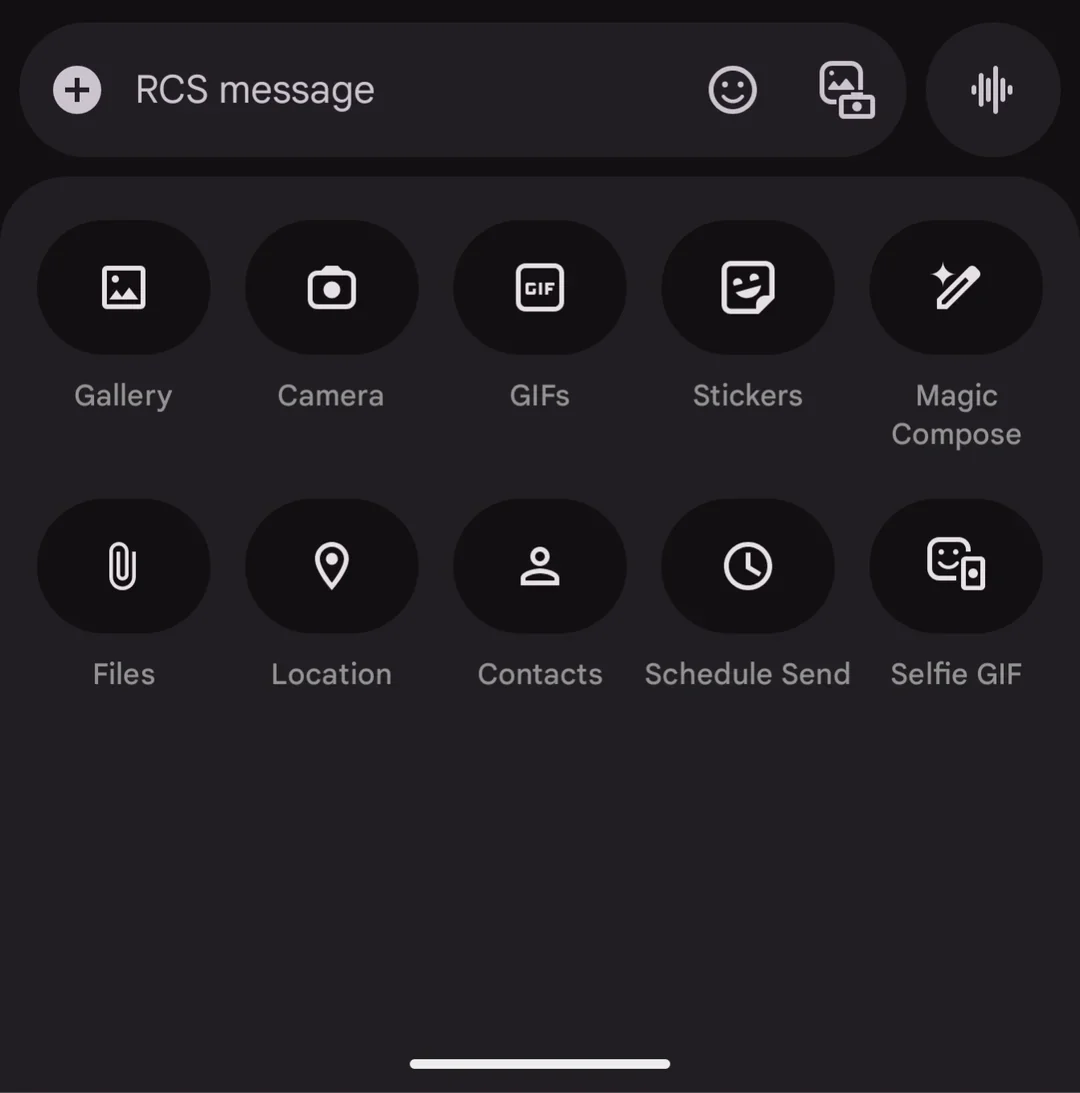 Google Messages camera gallery interface