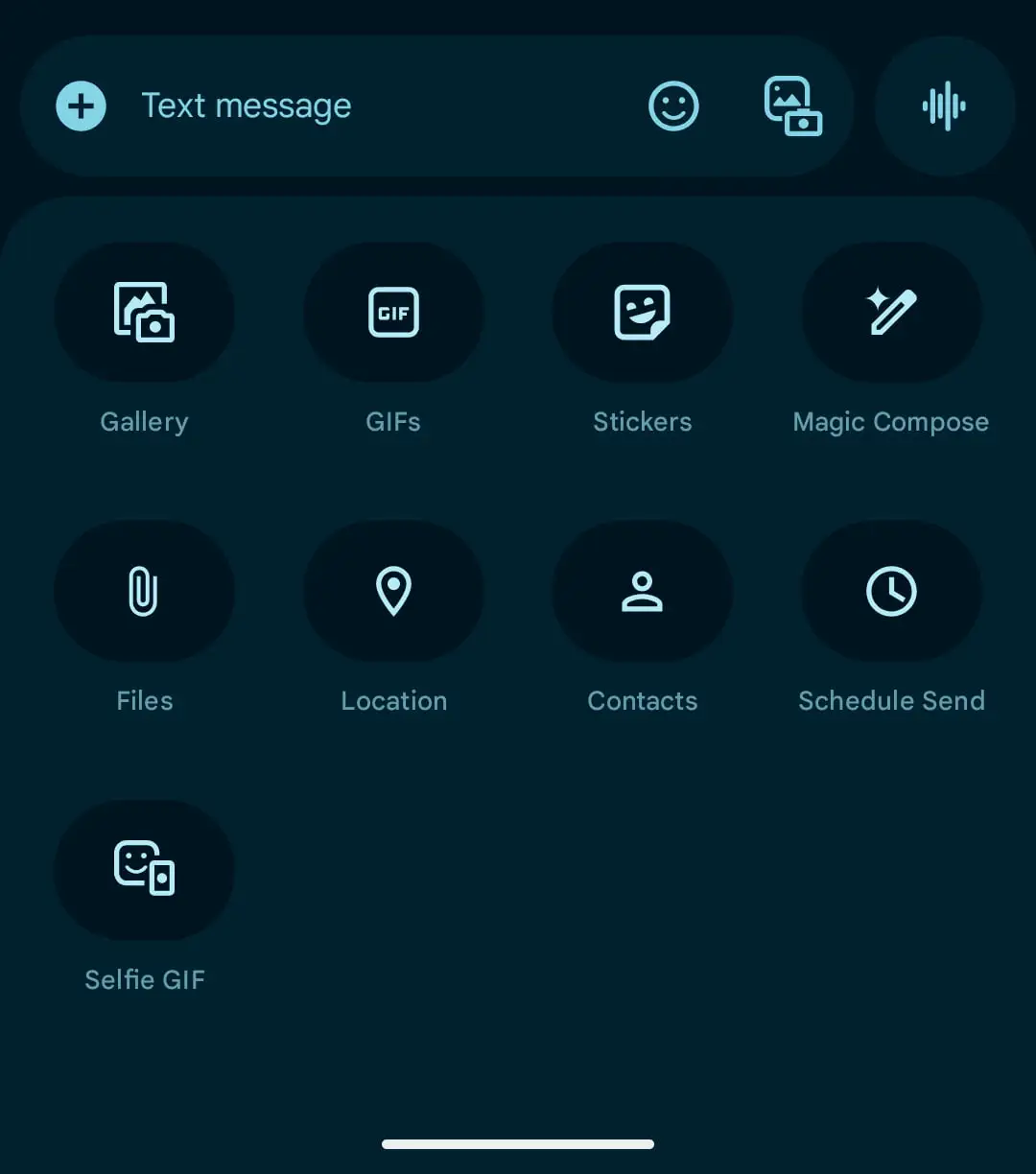 Google Messages camera gallery interface