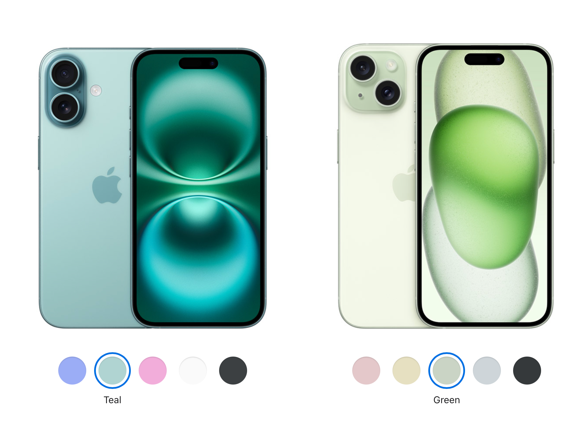 iPhone 16 in Teal and iPhone 15 in Green for reference. | Image Credit - Apple - iPhone 17 colors: All the expected shades