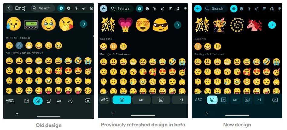 At left, the old UI. The middle shows the changes made in the Gboard beta, and on the right is the latest updated version. | Image credit-Android Authority - Update to Gboard brings back an important button that users had been missing